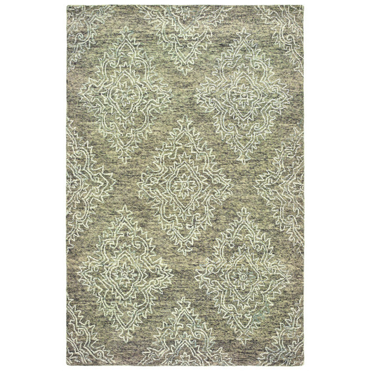 HomeRoots 5' x 7'9" Khaki/White Damask Area Rug Wayfair Canada